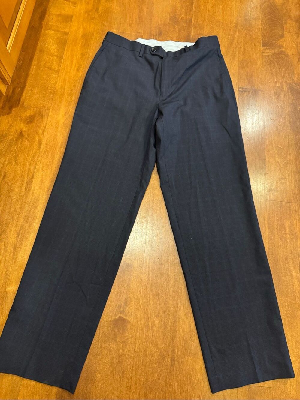Ralph Lauren Mens 32x30 Black Glen Plaid Stretch Dress Pants Flat Front